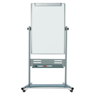 MasterVision™ Magnetic Reversible Mobile Easel, 35 2/5w x 47 1/5h, 80"h Easel, White/Silver (BVCQR5203)