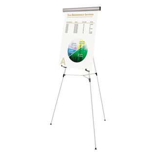 MasterVision™ Telescoping Tripod Display Easel, Adjusts 38" to 69" High, Metal, Silver (BVCFLX05102MV)