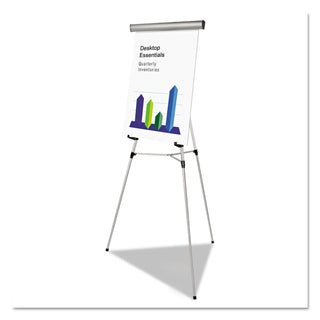 MasterVision™ Telescoping Tripod Display Easel, Adjusts 35" to 64" High, Metal, Silver (BVCFLX09102MV)