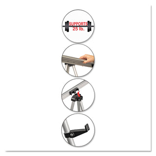 MasterVision™ Telescoping Tripod Display Easel, Adjusts 35" to 64" High, Metal, Silver (BVCFLX09102MV)