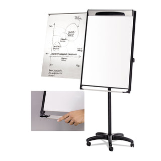 MasterVision™ Platinum Mobile Easel, White, 29 x 41, Black Frame (BVCEA48066720)
