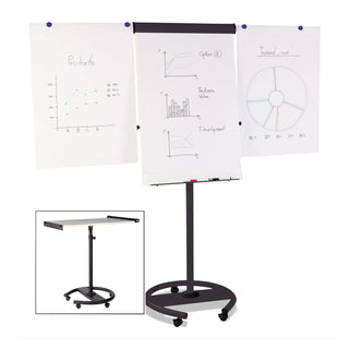 MasterVision™ 360 Multi-Use Mobile Magnetic Dry Erase Easel, 27 x 41, Black Frame (BVCEA4806156)
