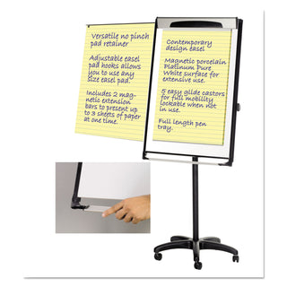 MasterVision™ Platinum Mobile Easel, White, 29 x 41, Black Frame (BVCEA48066720)