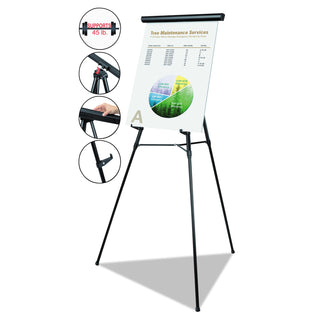 MasterVision™ Telescoping Tripod Display Easel, Adjusts 38" to 69" High, Metal, Black (BVCFLX05101MV)