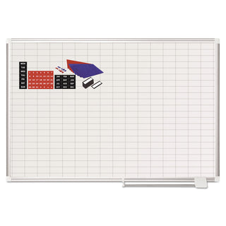 MasterVision™ Grid Planning Board w/ Accessories, 1 x 2 Grid, 48 x 36, White/Silver (BVCMA0592830A)