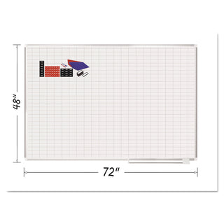 MasterVision™ Grid Planning Board w/ Accessories, 1 x 2 Grid, 72 x 48, White/Silver (BVCMA2792830A)