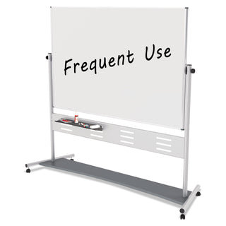 MasterVision™ Magnetic Reversible Mobile Easel, 70 4/5w x 47 1/5h, 80"h, White/Silver (BVCQR5507)