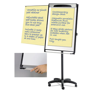MasterVision™ Platinum Mobile Easel, White, 29 x 41, Black Frame (BVCEA48066720)