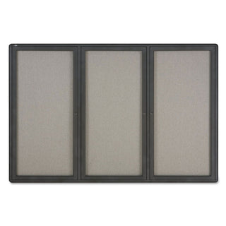 Quartet® Enclosed Fabric-Cork Board, 72 x 48, Gray Surface, Graphite Aluminum Frame (QRT2367L)