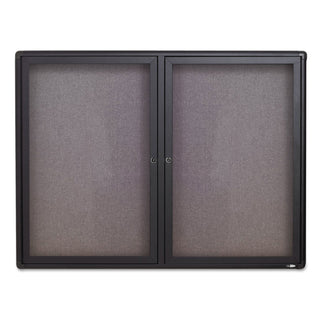 Quartet® Enclosed Fabric-Cork Board, 48 x 36, Gray Surface, Graphite Aluminum Frame (QRT2364L)
