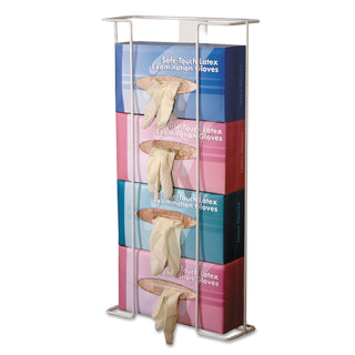 Unimed Wire Wall-Mount Glove Box Holder, 4-Box, Horizontal, Stainless Steel, White (CTTBHQH004060)