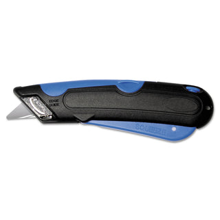 Cosco® Easycut Cutter Knife w/Self-Retracting Safety-Tipped Blade, Black/Blue (COS091508)