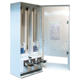 Vend-Rite Coin-Operated Soap Vender, 3-Column, 16.25" x 37.75" x 9.5", White/Blue (VEN394100)