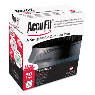 AccuFit® Linear Low Density Can Liners with AccuFit Sizing, 55 gal, 1.3 mil, 40" x 53", Black, 50/Box (HERH8053PKRC1)
