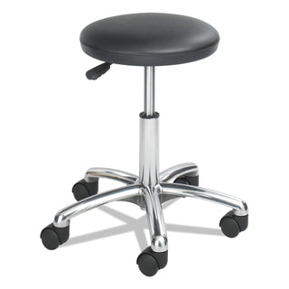 Safco® Height-Adjustable Lab Stool, 21" Seat Height, Supports up to 250 lbs., Black Seat/Black Back, Chrome Base (SAF3434BL)