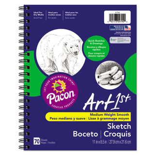Pacon® Art1st Sketch Diary, 60 lb, 11 x 8.5, White, 70 Sheets (PAC4794)