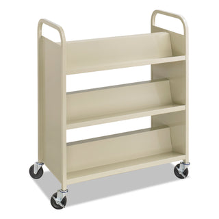 Safco® Steel Book Cart, Six-Shelf, 36w x 18.5d x 43.5h, Sand (SAF5357SA)