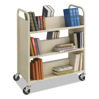 Safco® Steel Book Cart, Six-Shelf, 36w x 18.5d x 43.5h, Sand (SAF5357SA)