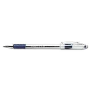 Pentel® R.S.V.P. Stick Ballpoint Pen, Fine 0.7mm, Blue Ink, Clear/Blue Barrel, Dozen (PENBK90C)