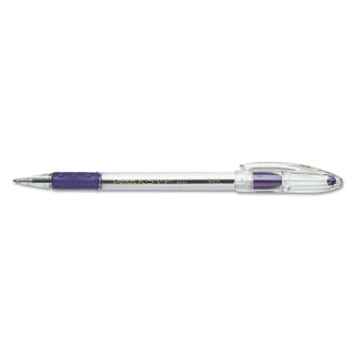 Pentel® R.S.V.P. Stick Ballpoint Pen, Medium 1mm, Violet Ink, Clear/Violet Barrel, Dozen (PENBK91V)