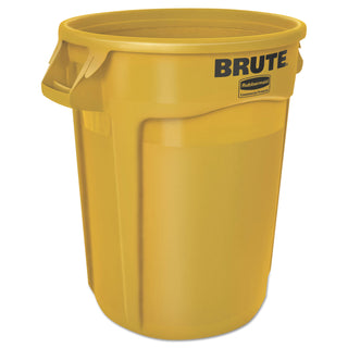 Rubbermaid® Commercial Vented Round Brute Container, 32 gal, Plastic, Yellow (640-2632-YEL)
