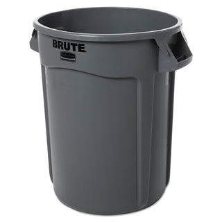Rubbermaid® Commercial Vented Round Brute Container, 32 gal, Plastic, Gray (RUB263200GY)