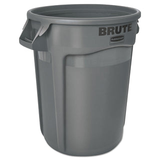 Rubbermaid® Commercial Vented Round Brute Container, 32 gal, Plastic, Gray (RUB263200GY)
