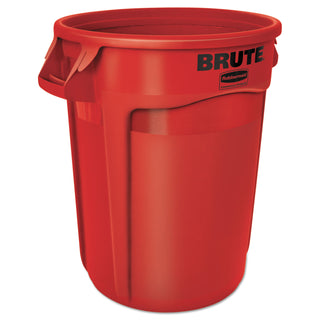 Rubbermaid® Commercial Vented Round Brute Container, 32 gal, Plastic, Red (2632RD)