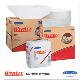 WypAll® L20 Towels, POP-UP Box, 4-Ply, 9.1 x 16.8, Unscented, White, 88/Box, 10 Boxes/Carton (47044KIM)