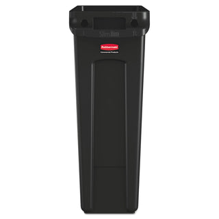 Rubbermaid® Commercial Slim Jim with Venting Channels, 23 gal, Plastic, Black (RCP3540-60BLA)