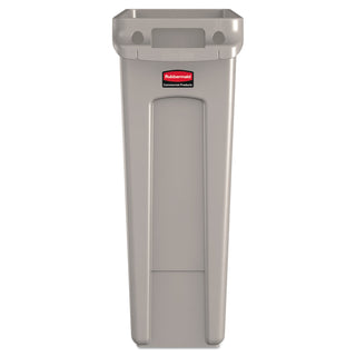 Rubbermaid® Commercial Slim Jim Receptacle with Venting Channels, Rectangular, Plastic, 23 gal, Beige (RCP3540-60BEI)