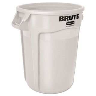 Rubbermaid® Commercial Vented Round Brute Container, 32 gal, Plastic, White (2632WH)