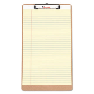 Universal® Hardboard Clipboard with Low-Profile Clip, 0.5" Clip Capacity, Holds 8.5 x 14 Sheets, Brown, 3/Pack (UNV05563)