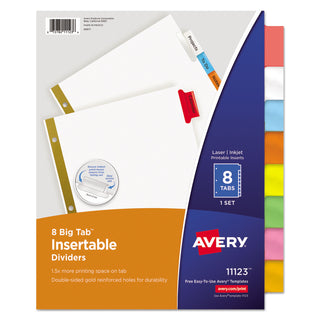 Avery® Insertable Big Tab Dividers, 8-Tab, Letter (AVE11123)