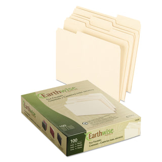 Pendaflex® Earthwise by 100% Recycled Manila File Folders, 1/3-Cut Tabs, Letter Size, 100/Box (ESS74520)