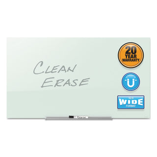 Quartet® InvisaMount Magnetic Glass Marker Board, Frameless, 85" x 48", White Surface (QRTG8548IMW)