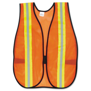 MCR™ Safety Orange Safety Vest, 2 in. Reflective Strips, Polyester, Side Straps, One Size (CRWV201R) (CRWV201R)