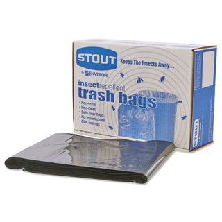 Stout® by Envision™ Insect-Repellent Trash Bags, 55 gal, 2 mil, 37" x 52", Black, 65/Box (STOP3752K20)