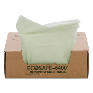 Stout® by Envision™ EcoSafe-6400 Bags, 13 gal, 0.85 mil, 24" x 30", Green, 45/Box (STUE2430E85)