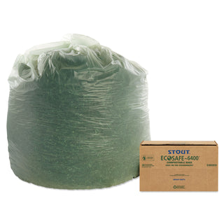 Stout® by Envision™ EcoSafe-6400 Bags, 64 gal, 0.85 mil, 48" x 60", Green, 30/Box (STOE4860E85)