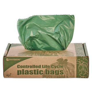 Stout® by Envision™ Controlled Life-Cycle Plastic Trash Bags, 33 gal, 1.1 mil, 33" x 40", Green, 40/Box (STOG3340E11)