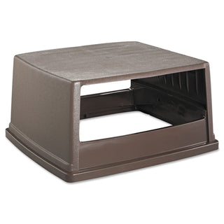 Rubbermaid® Commercial Glutton Receptacle, Hooded Top without Door, Rectangular, 23w x 26.63d x 13h, Brown (256VBN)