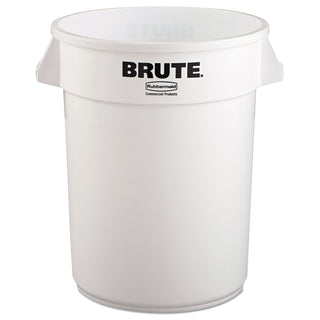 Rubbermaid® Commercial Vented Round Brute Container, 32 gal, Plastic, White (2632WH)