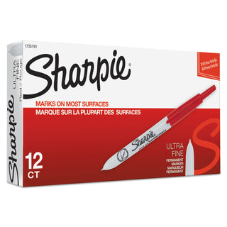 Sharpie® Retractable Permanent Marker, Extra-Fine Needle Tip, Red (SAN1735791DZ)