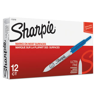 Sharpie® Sharpie Markers, Retractable, Ultra Fine, 12/BX, Blue (SAN1735792DZ)
