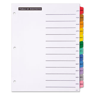 Office Essentials™ Table 'n Tabs Dividers, 12-Tab, Jan. to Dec., 11 x 8.5, White, 1 Set (AVE11679)