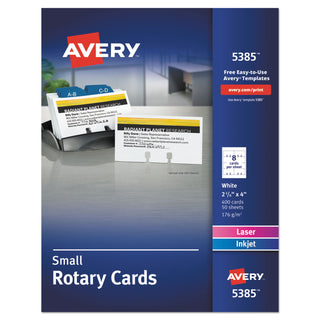 Avery® Laser/Inkjet Rotary Cards, 2 1/6"x4", 400 per Pack, White (AVE05385)