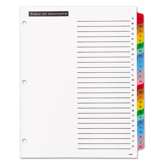 Office Essentials™ Table 'n Tabs Dividers, 26-Tab, A to Z, 11 x 8.5, White, 1 Set (AVE11677)