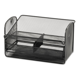 Safco® Onyx Angled Mesh Steel Telephone Stand, 11 3/4 x 9 1/4 x 7, Black (SAF2160BL)