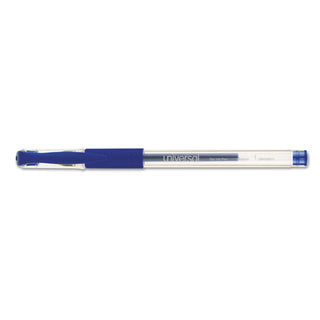 Universal® Comfort Grip Gel Pen, Stick, Medium 0.7 mm, Blue Ink, Clear Barrel, Dozen (UNV39511)